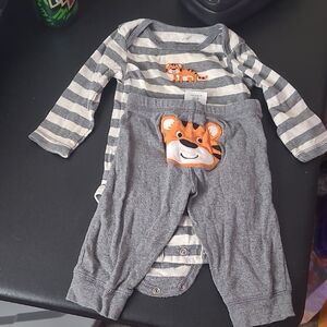 6m Carters Striped Gray Tiger Kids Outfit